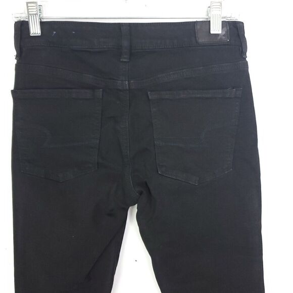 American Eagle Jeans Womens 6 Long High Rise Jeggings Ripped Distressed Black - Picture 6 of 11